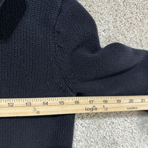 LRL Lauren Ralph Lauren Sweater Women's PS Black Gold Turn Lock Shawl Collar - Picture 10 of 11